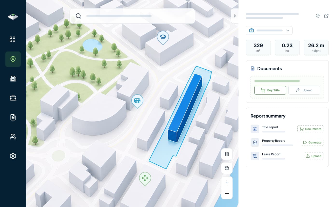 LandPrism map panel showing a selected property in spatial context.